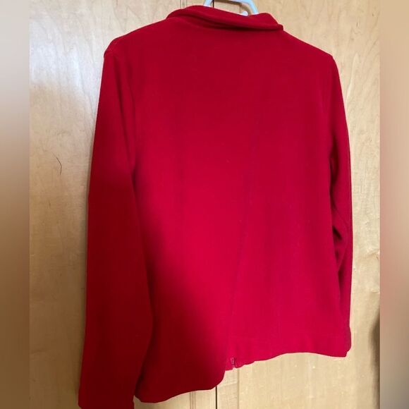 Beautiful red floral fleece zip up jacket sweater pullover - Picture 4 of 6